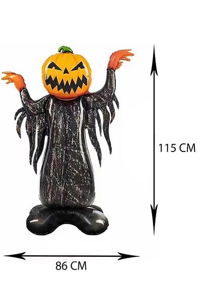 Parti dolabı 1Pc Halloween Large Pumpkin Scarecrow Foil Balloon, Halloween Scary Party Balloon 86x115cm