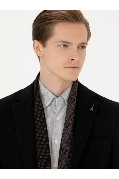 Cacharel Siyah Slim Fit Yün Karışımlı Spor Ceket 50270156-VR046