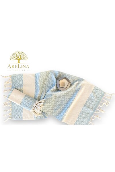 Arelina Textile Açık Mavi 2'li %100 Organik Pamuk Havlu Runner Peşkir