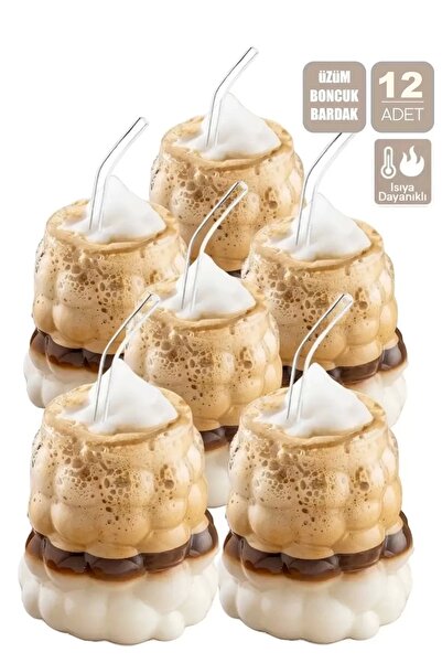 Berdina Home قطعة واحدة مقاومة للحرارة - كوب عصير على شكل خرز بوروسيليكات وعنب