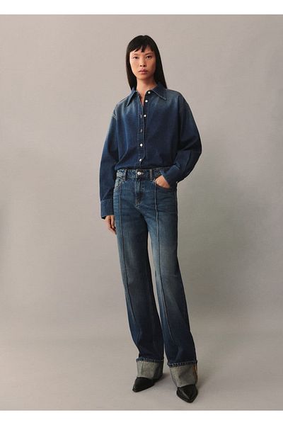 MANGO Woman Jachetă de cămașă cu croială largă