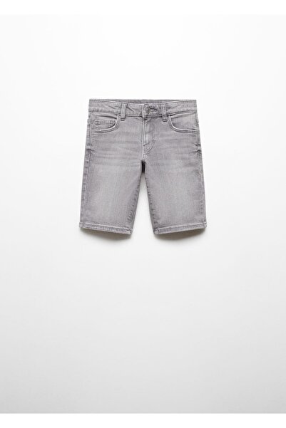MANGO Kids Slim fit kot bermuda şort