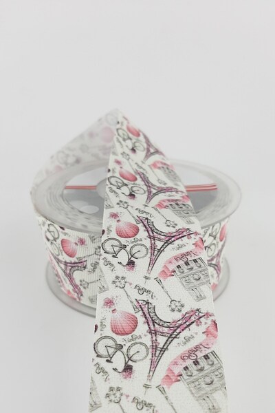 Limelia Panglică Grosgrain cu Motiv Turn Eyfer 4 cm 20 m