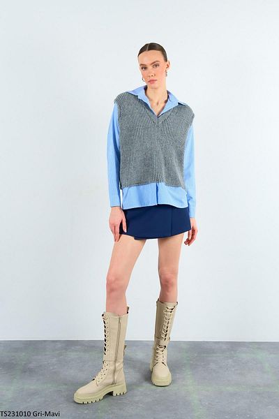 pomelo Women's Sweater - Unified Knitwear with Shirt