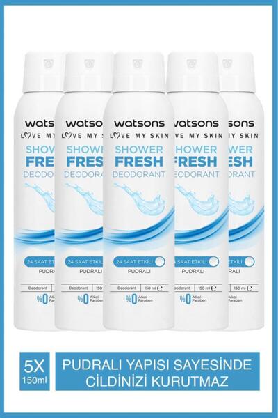Watsons Shower Fresh Deodorant Sprey Pudralı 5x150mlShower Fresh Deodorant Sp...