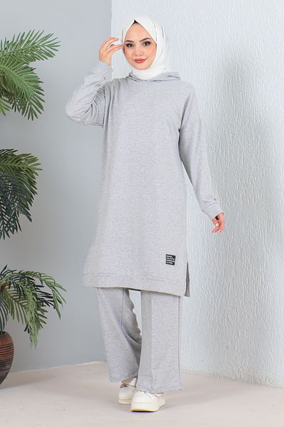 MODAQU Gray Hooded Long Double Set