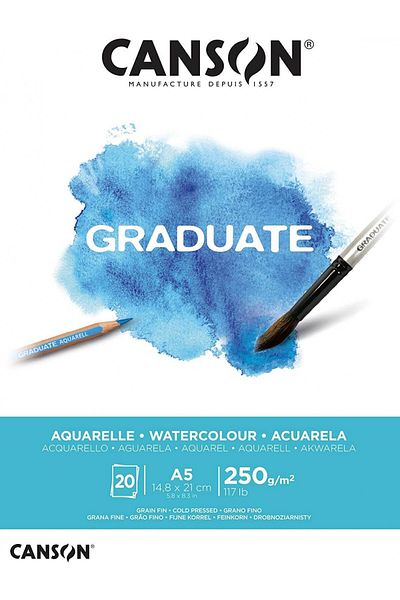 Canson A5 250Gr 20Yp Graduate Watercolor - Water Color Block