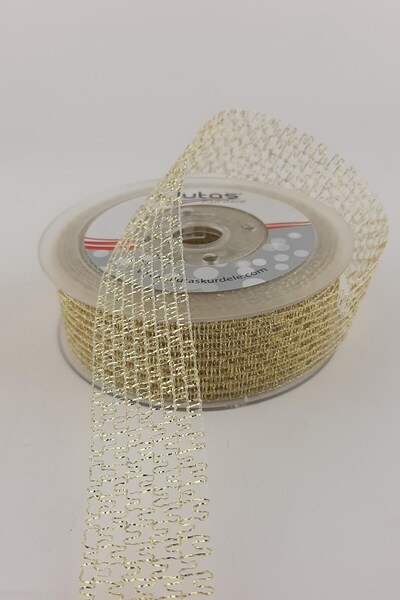 Limelia Panglică Simtela din plasă de culoare aurie de 2,5 cm 20 mt