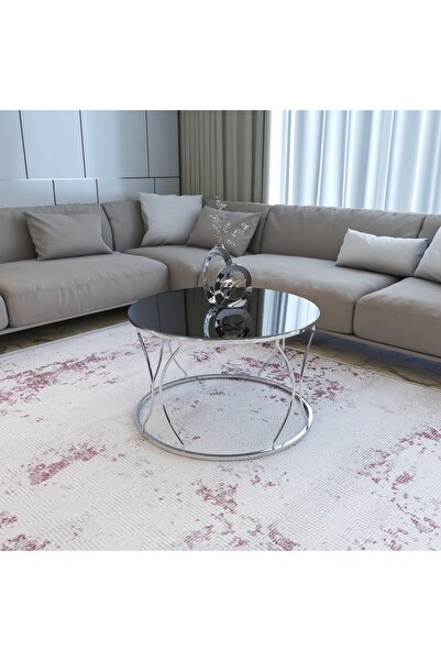 Puklife Rüya Orta Sehpa Gümüş Renk Metal Ayak Füme Ayna