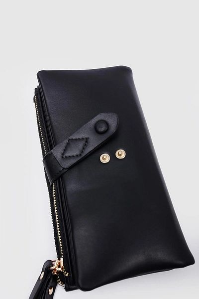 Honorius Soft Leather Quality Black Women's Handbag - Multi-Compartment Wallet
