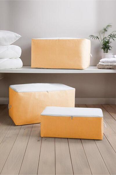 Magic Lady Canapea extensibilă cu bază medie cu dungi portocalii, 3 saci de depozitare 50x30x20 cm