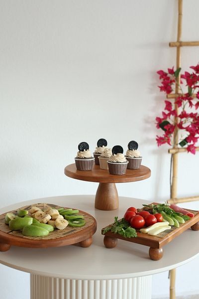kitchen trend Justwood 3-Piece 29 Cm Lucca Cake Rack, 29 Cm Risus, 17x30 Risus Wooden Dowry Set