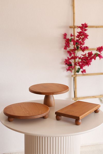 kitchen trend Justwood 3-Piece 29 Cm Lucca Cake Rack, 29 Cm Risus, 17x30 Risus Wooden Dowry Set
