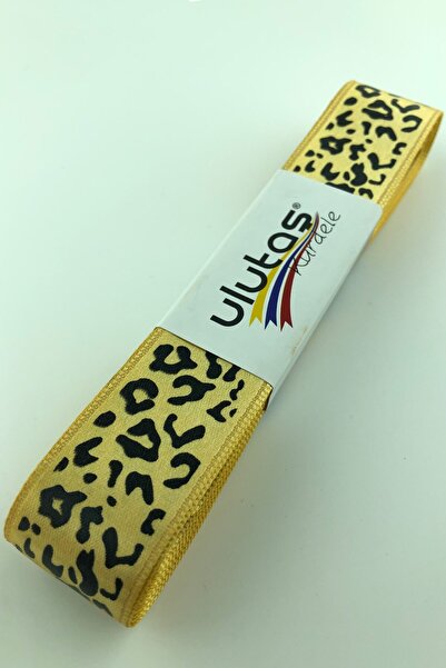 Limelia Panglică din satin imprimată cu model din piele de vacă galben muștar...