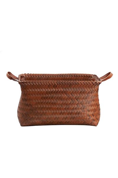 Sever Brown Rectangular Knitted Basket 46X36X24Cm