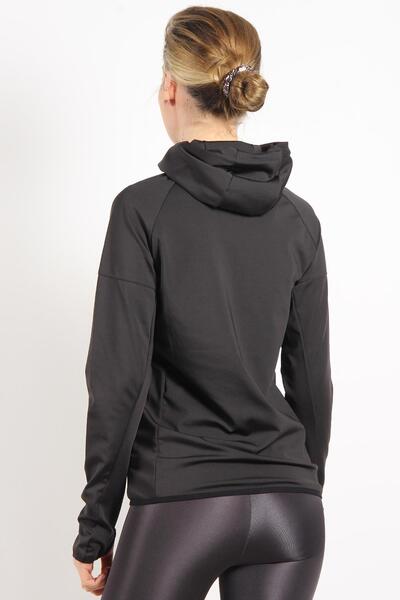 Mckanzie Black Color Women's Tracksuit Top with Diving Fabric and Zipper