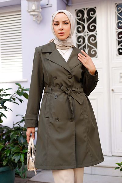 Pamuk Butik Γυναικεία καμπαρντίνα με επένδυση με ζώνη