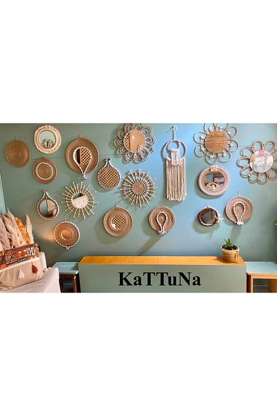 kattuna Bohemian Jute Wicker Macrame Wall Decoration Product Full Set 18 Pieces