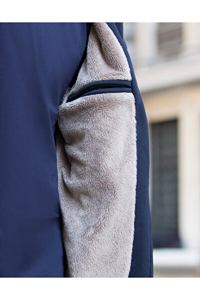 Masimar Erkek Kapüşonlu İçi Kürklü 3 İplik İç Cepli Sweatshirt