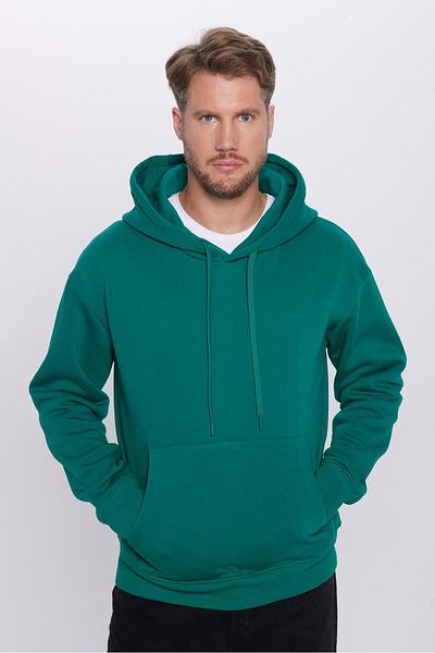 Tudors Unisex Oversize Χακί Φούτερ - Βαμβακερό, Μαλακή Υφή, Φλις Κουκούλα Βασικό Σχέδιο