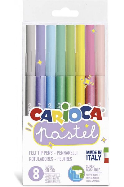 CARIOCA Set of 8 Pastel Colors Super Washable Crayons