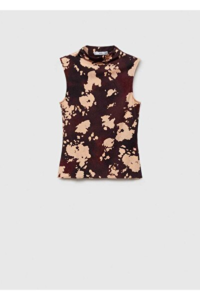 MANGO Woman Gemusterte Bluse mit Perkingskragen