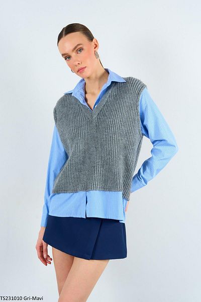 pomelo Women's Sweater - Unified Knitwear with Shirt