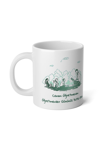 IVART Öğretmenler Gününe Özel-Erkek Öğretmen-Tasarım Baskılı Premium Beyaz Porselen Kupa Bardak-Hediye