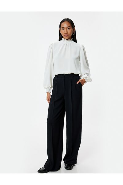 Koton Halenka Aerobin Fabric Ruffle Stojáček s dlouhým rukávem