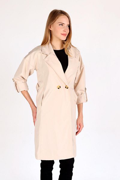 Rays 7293A Model Trench lung cu nasturi colorate în piatră
