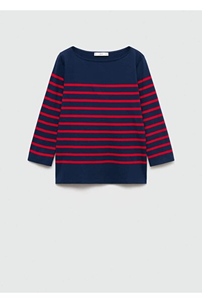 MANGO Woman Μπλουζάκι με ριγέ λαιμόκοψη