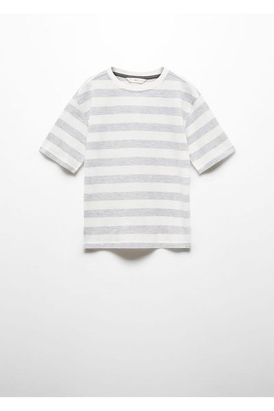 MANGO Kids Gestreiftes Baumwoll-T-Shirt