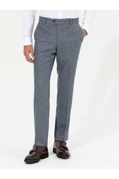 Cacharel İndigo Slim Fit Mikro Desenli Yün Karışımlı Kumaş Pantolon 50255517-VR028