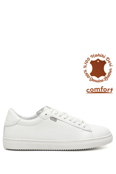 GÖNDERİ(R) Női fehér fűzős Thermo Sole valódi bőr tornacipő