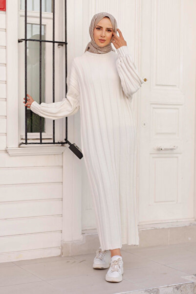 Pamuk Butik Kadın Şardonlu Fitilli Triko Elbise