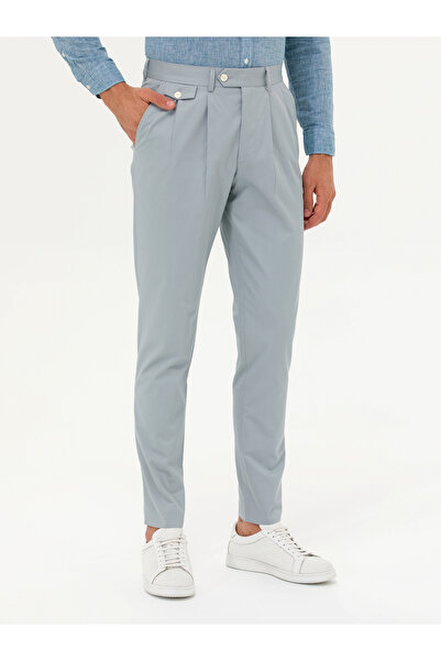 Cacharel Mavi Dad Fit %100 Pamuk Pileli Kumaş Pantolon 50265253-VR036