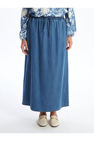 LC Waikiki Fusta de jeans pentru femei Lcwk cu talie elastică