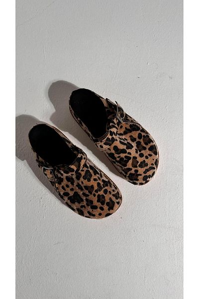 Eataly Shoes Papuci Boston Leopard din piele intoarsa cu talpa groasa