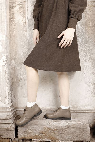 GÖNDERİ(R) Γυναικείες / Κορίτσια Mink Antique Rubber Sole Γνήσιες Δερμάτινες Μπότες