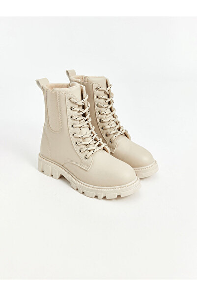 LC Waikiki Lcwk Leather Look Lace up and Zippered Girls' Boots