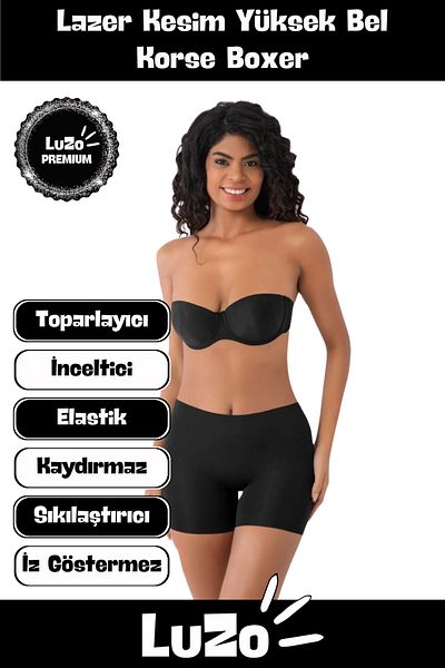 LuZo Premium Series Non-Marking, Gathering, Firming, Shaping Laser Cut High Waist Corset Boxer