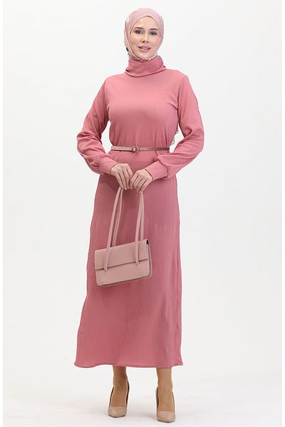 sefamerve 0196-06 Μοντέλο Dusty Rose ίσιο φόρεμα