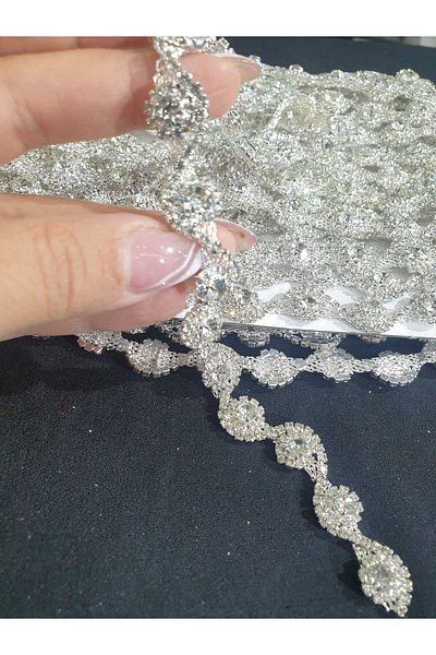 ESRA ŞELEM Decorative Strip Clothing - Crystalized Stone Detailed, Hobby Fringe Accessory