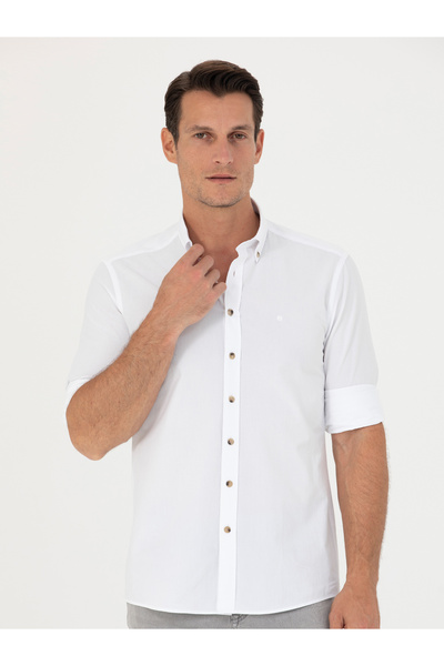 Cacharel White Slim Fit Long Sleeve Shirt 50265476-Vr013