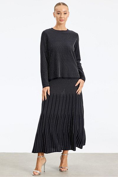 Tığ Triko Black Rayon Set - Glitter Skirt