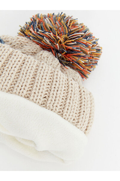 LC Waikiki Peak New Season Pompom Detailed Baby Boy Beanie