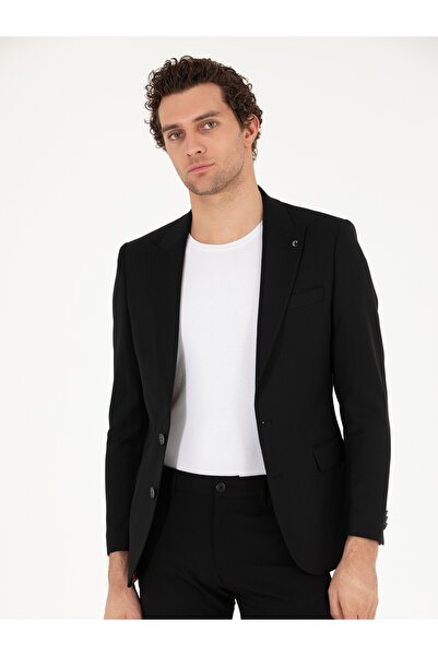 Cacharel Siyah Slim Fit Yün Karışımlı Ceket 50264771-VR046