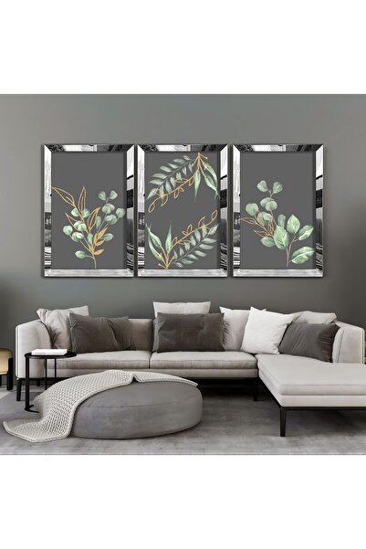 Harikabirev Wonderfulabrev | Green-Gold Flower Dali Combin | Plexy Frame Mdf Table Krfz