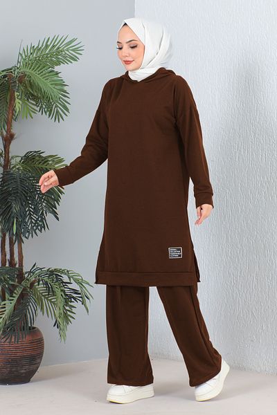 MODAQU Brown Hooded Long Double Set