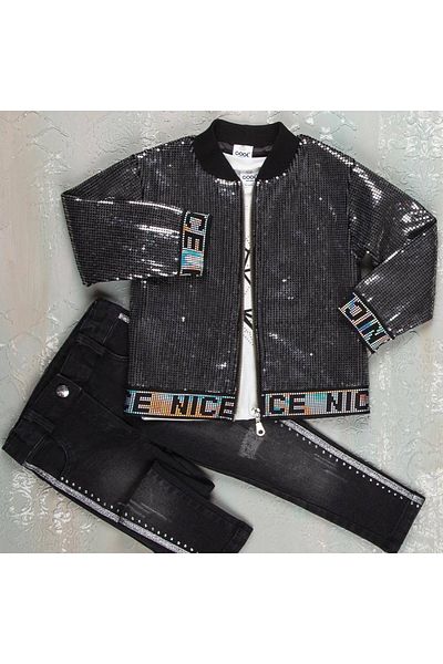 Cool Exclusive طقم جاكيت بناتي لطيف مزين بالترتر
